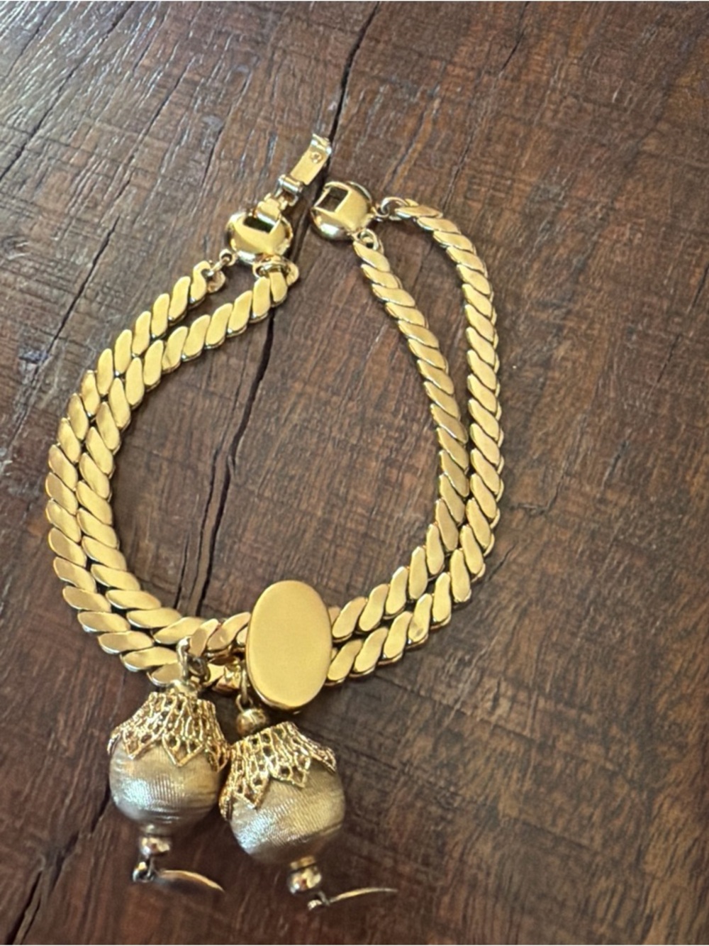 Monet Gold-Tone Double Chain Bracelet with Draped Charms